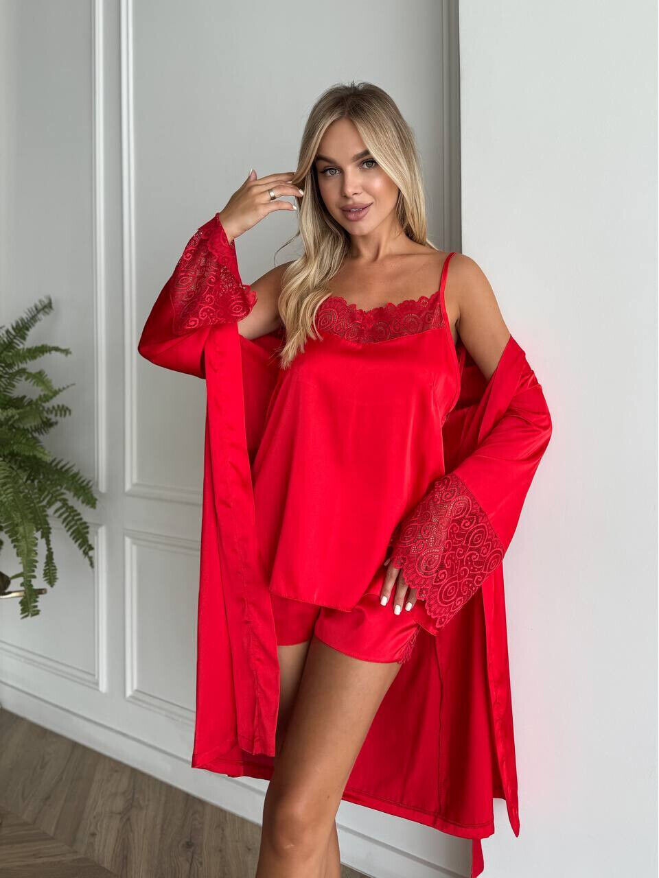 Жіночий Комплект майка, шорти та халат