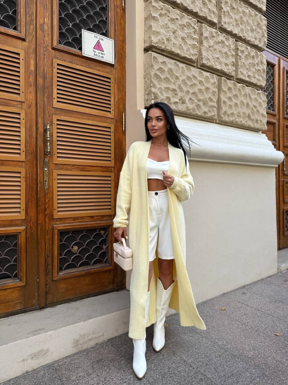 Пушистый Кардиган свободного прямого кроя