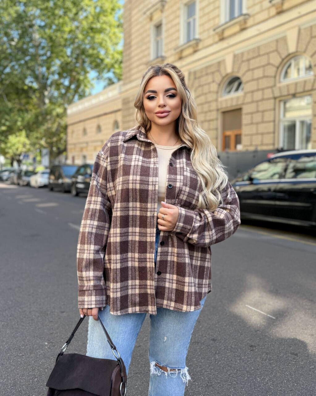 Сорочка жіноча стильна клітинка