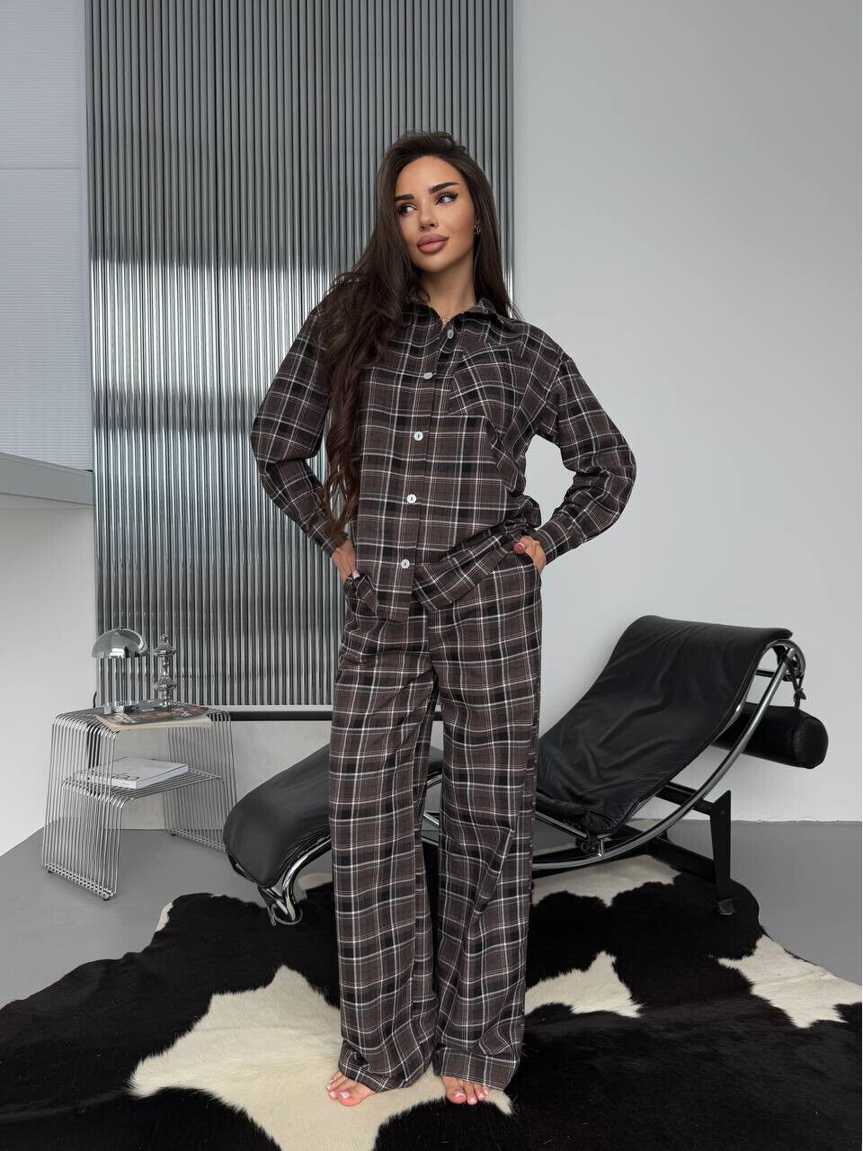 Женская пижама в клетку