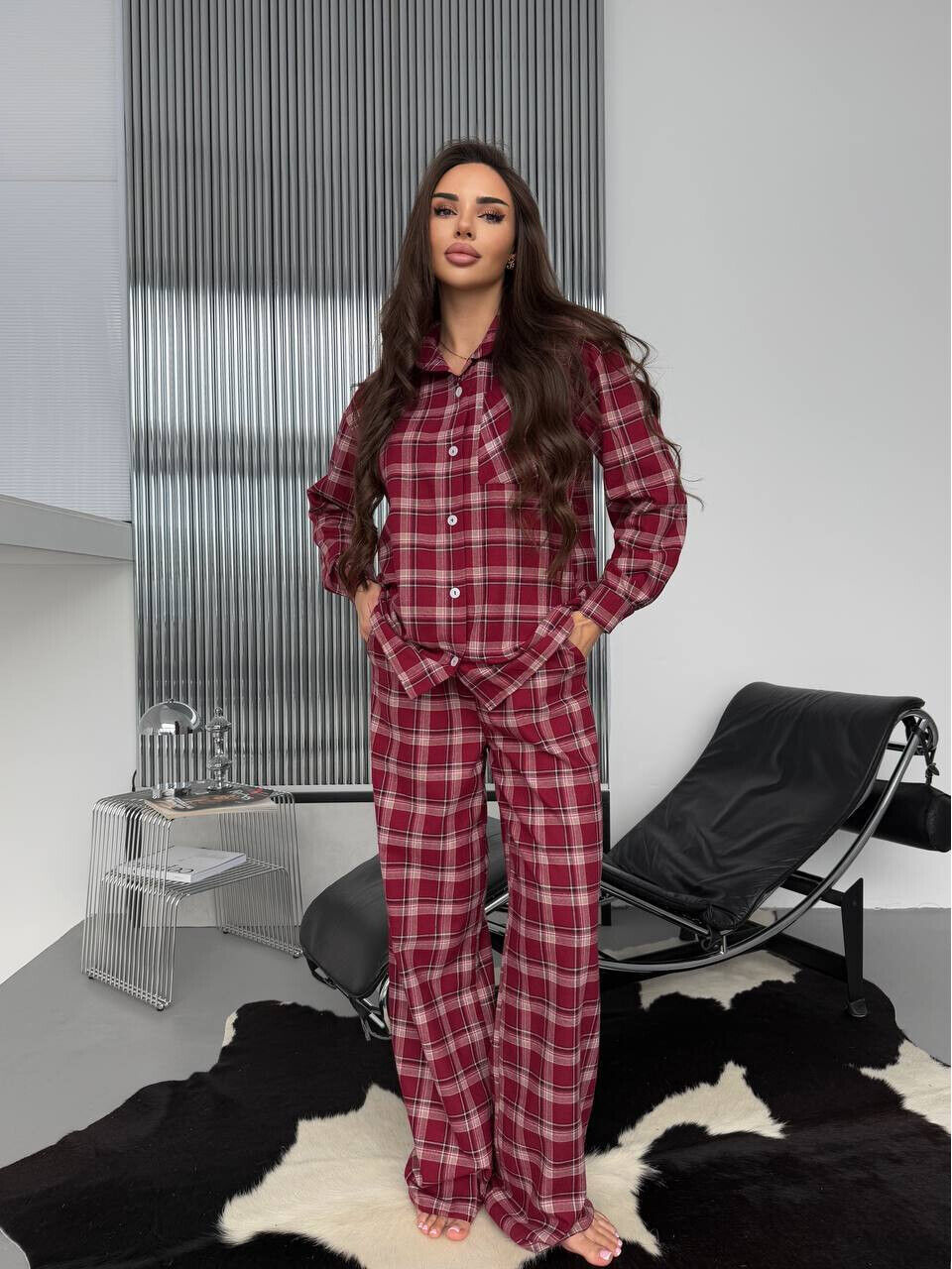 Женская пижама в клетку