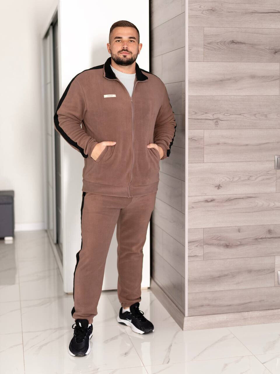 Мужской теплый костюм из плотного флиса полар.