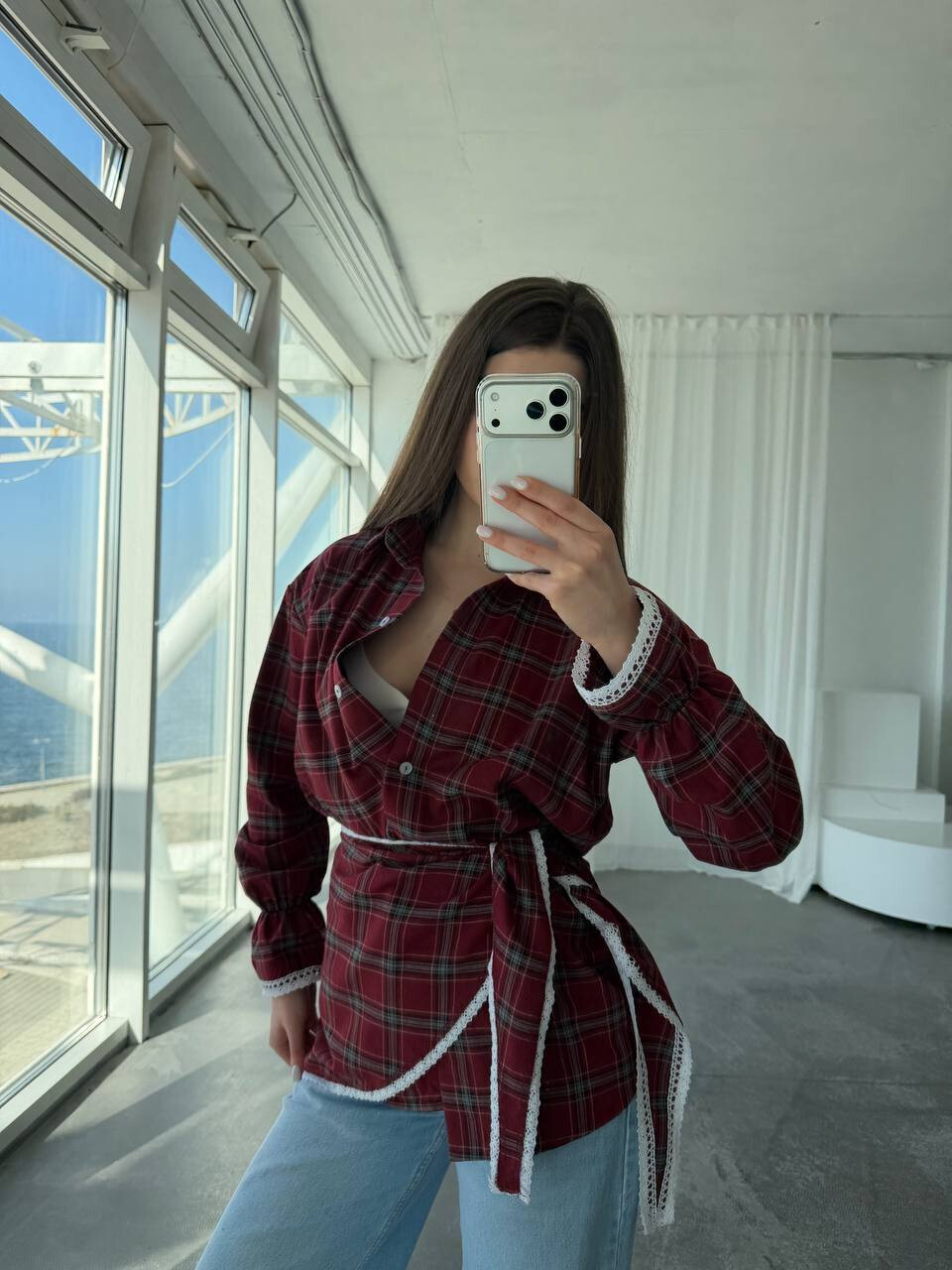 Сорочка з баскою з мереживом фото