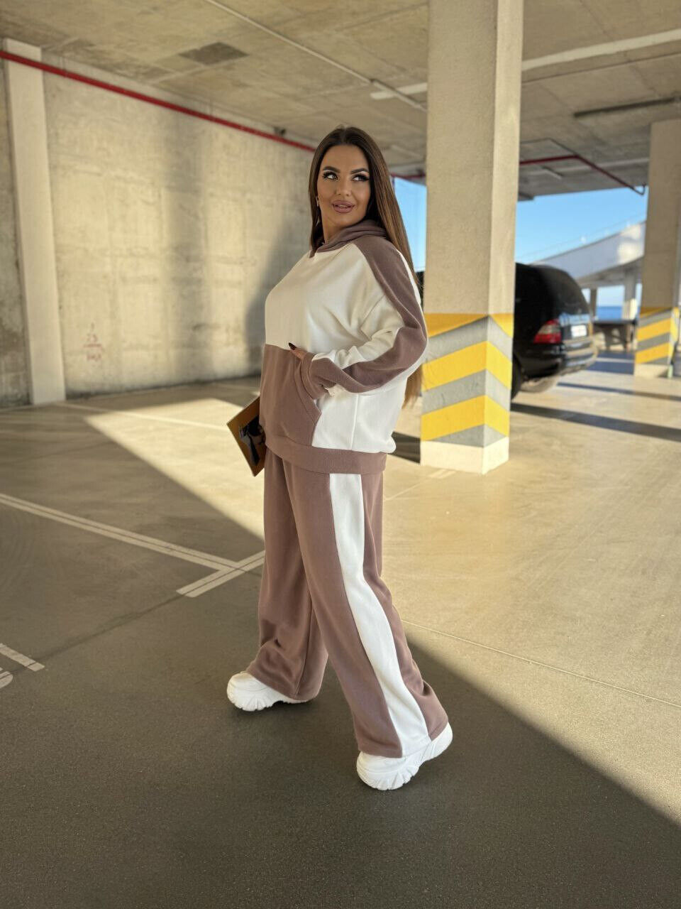 Жіночий флісовий костюм кешеня кенгуру