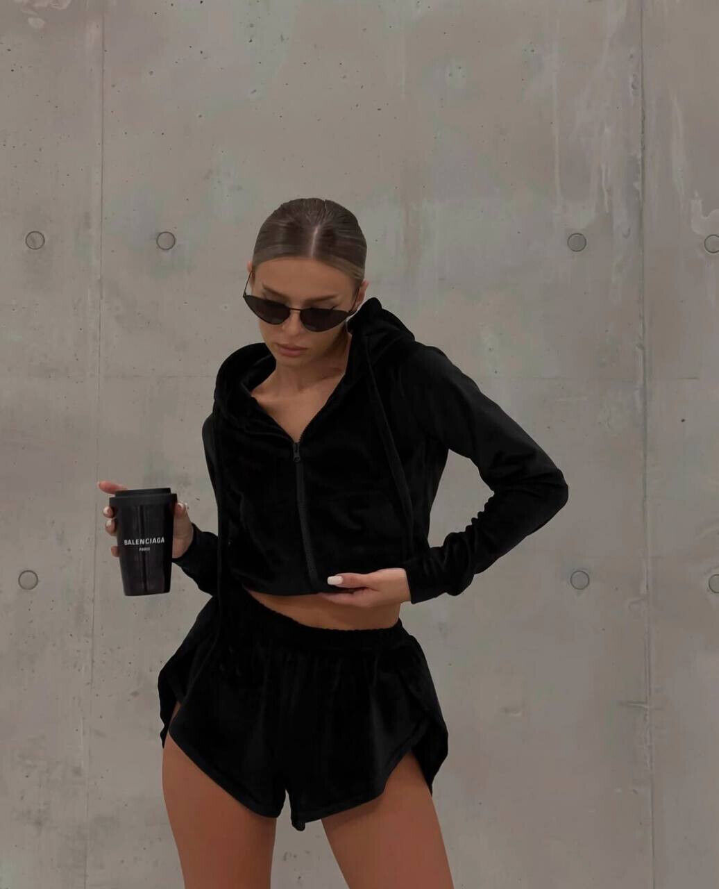 Спортивний костюм  Зіп Худі  + шорти на високій посадці 