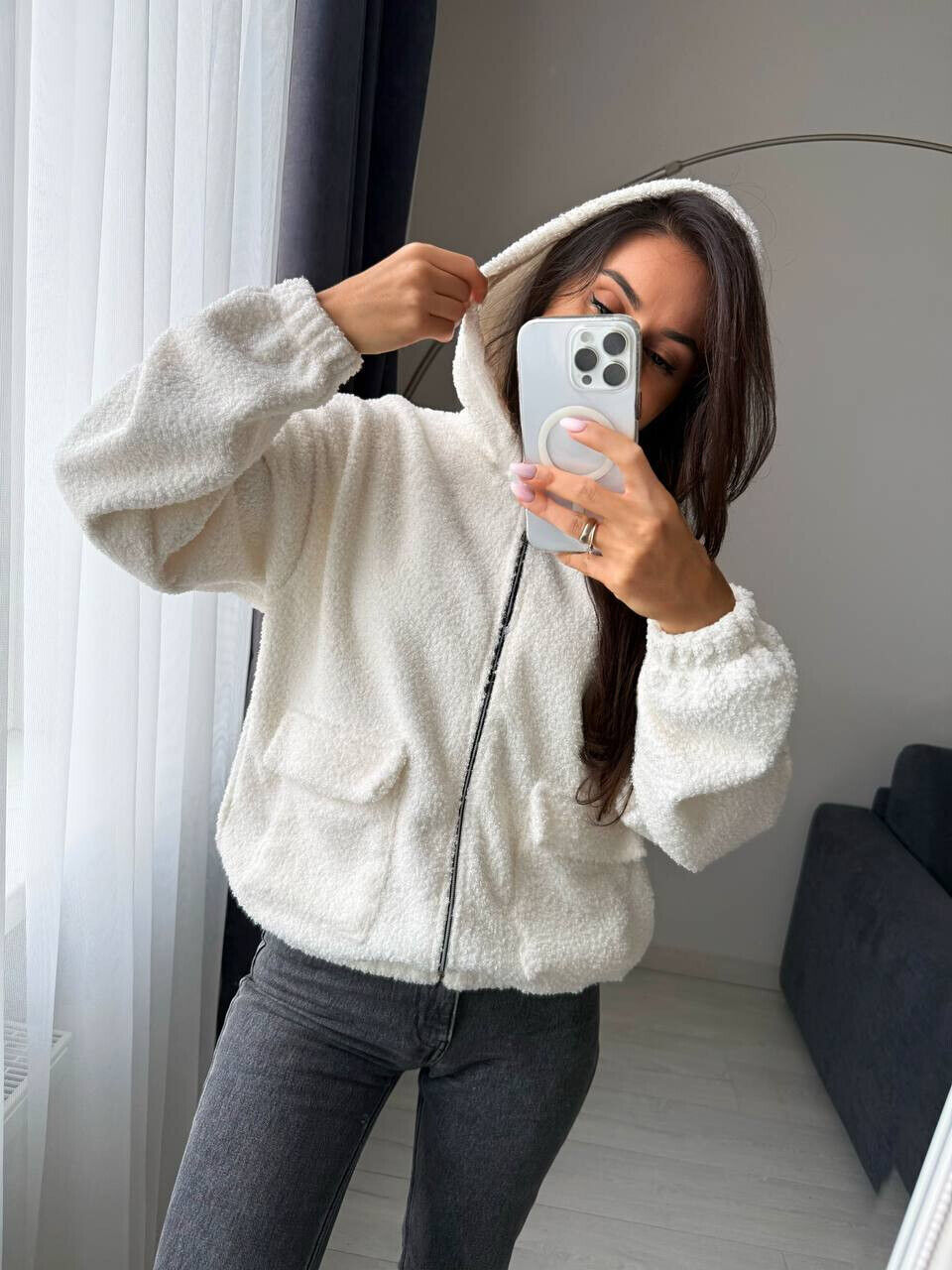 Тепла кофта з тканини букле