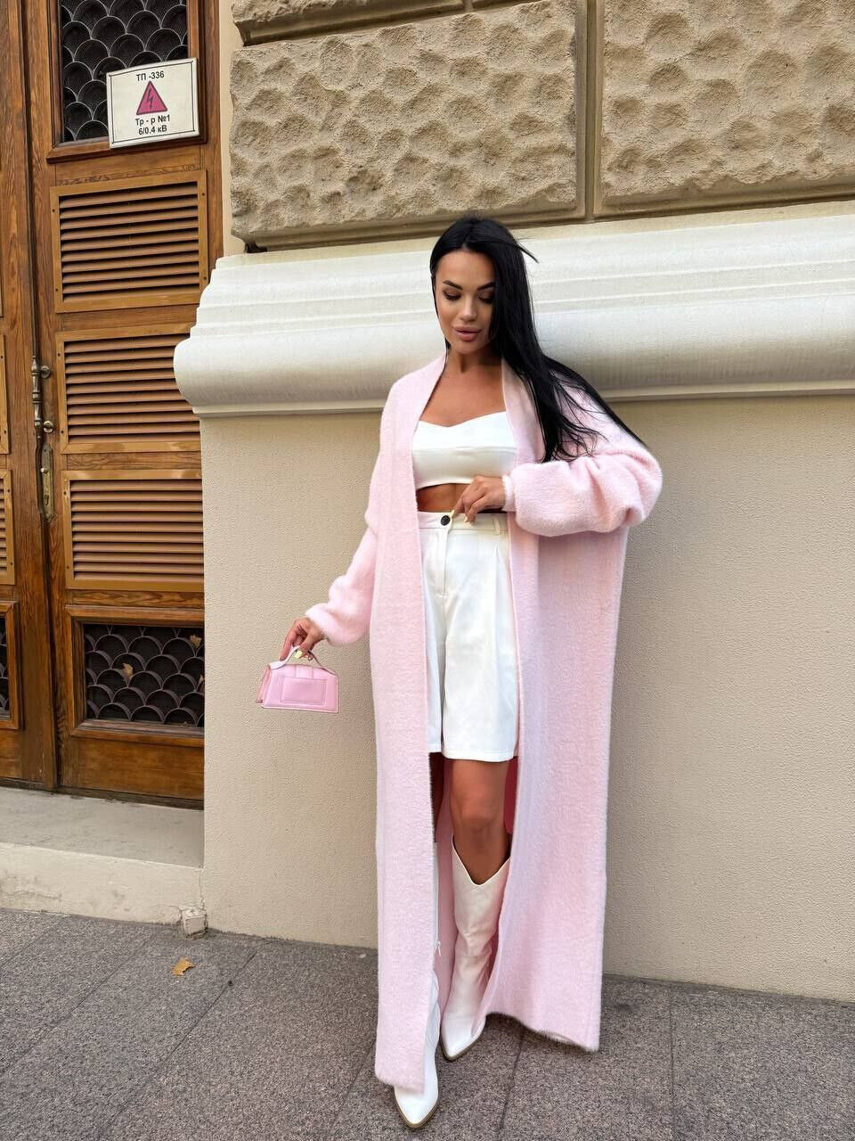 Пушистый Кардиган свободного прямого кроя