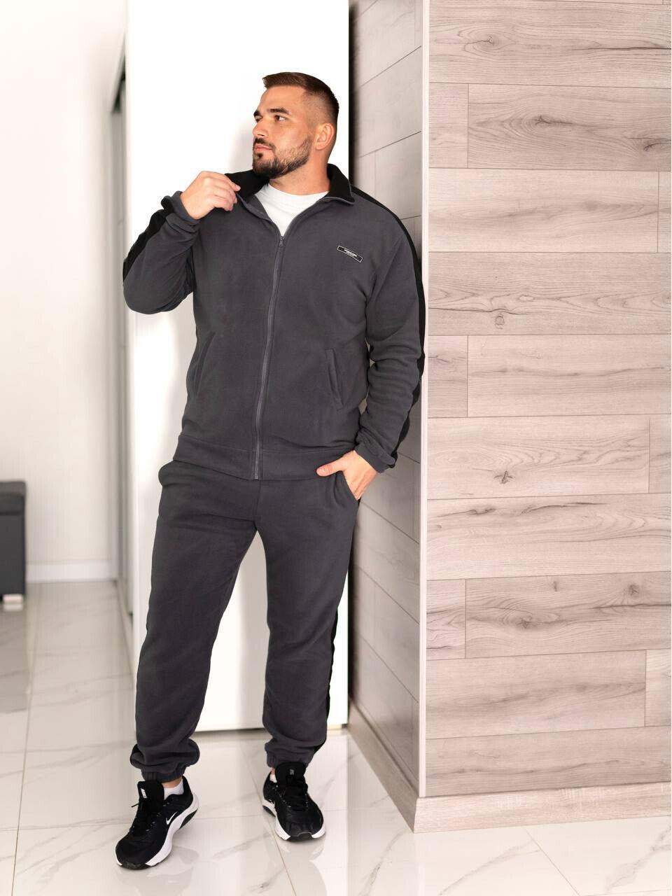 Чоловічий теплий костюм з щільного флісу полар