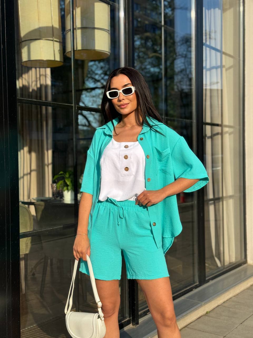 Літній костюм трійка з шортами фото