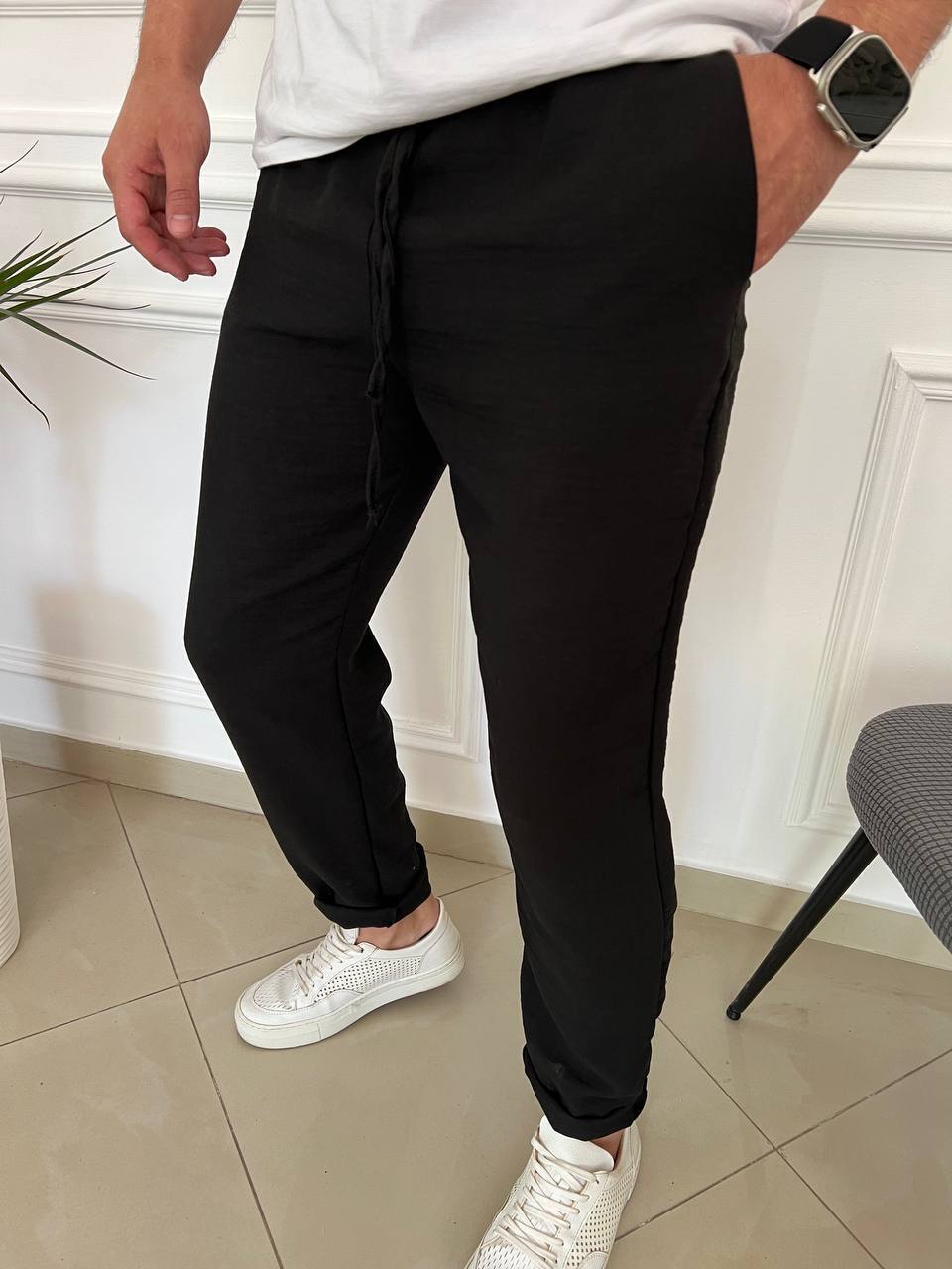 Стильні чоловічі льняні штани фото