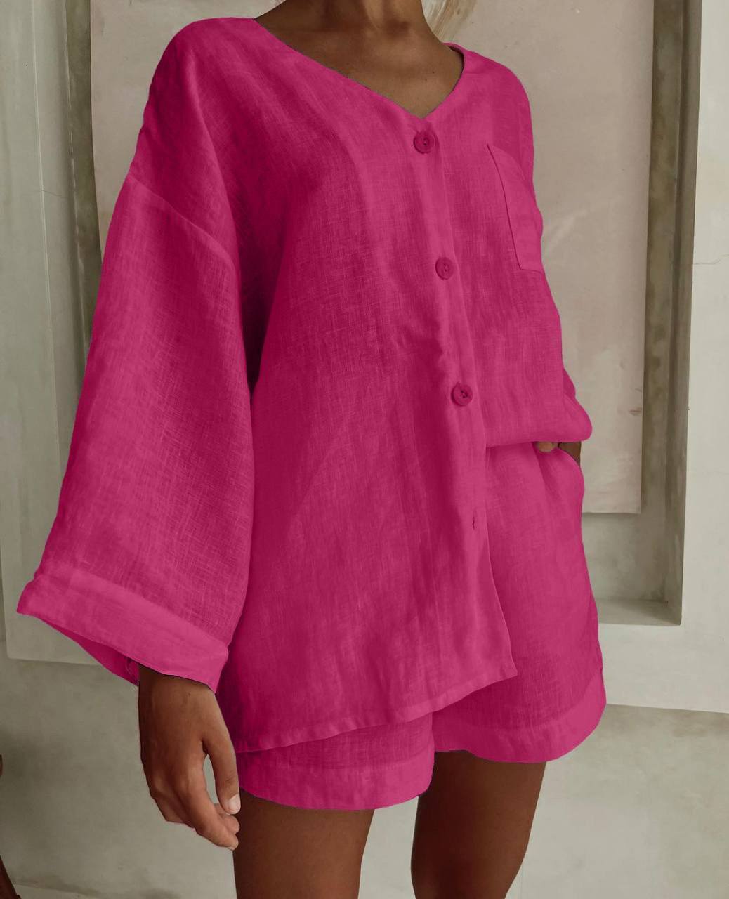 Льняний костюм високої якості фото