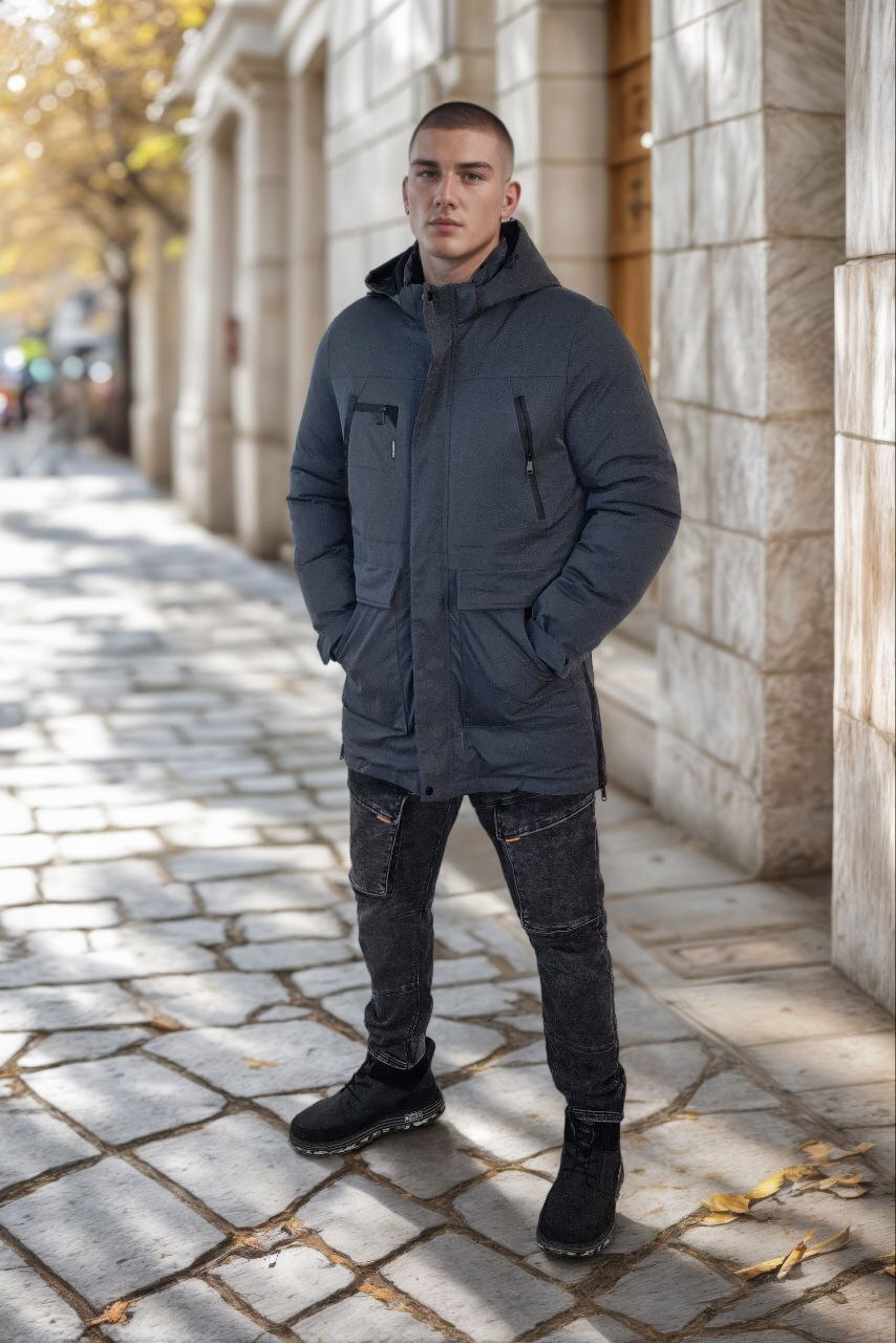 Куртка чоловіча подовжена тепла фото