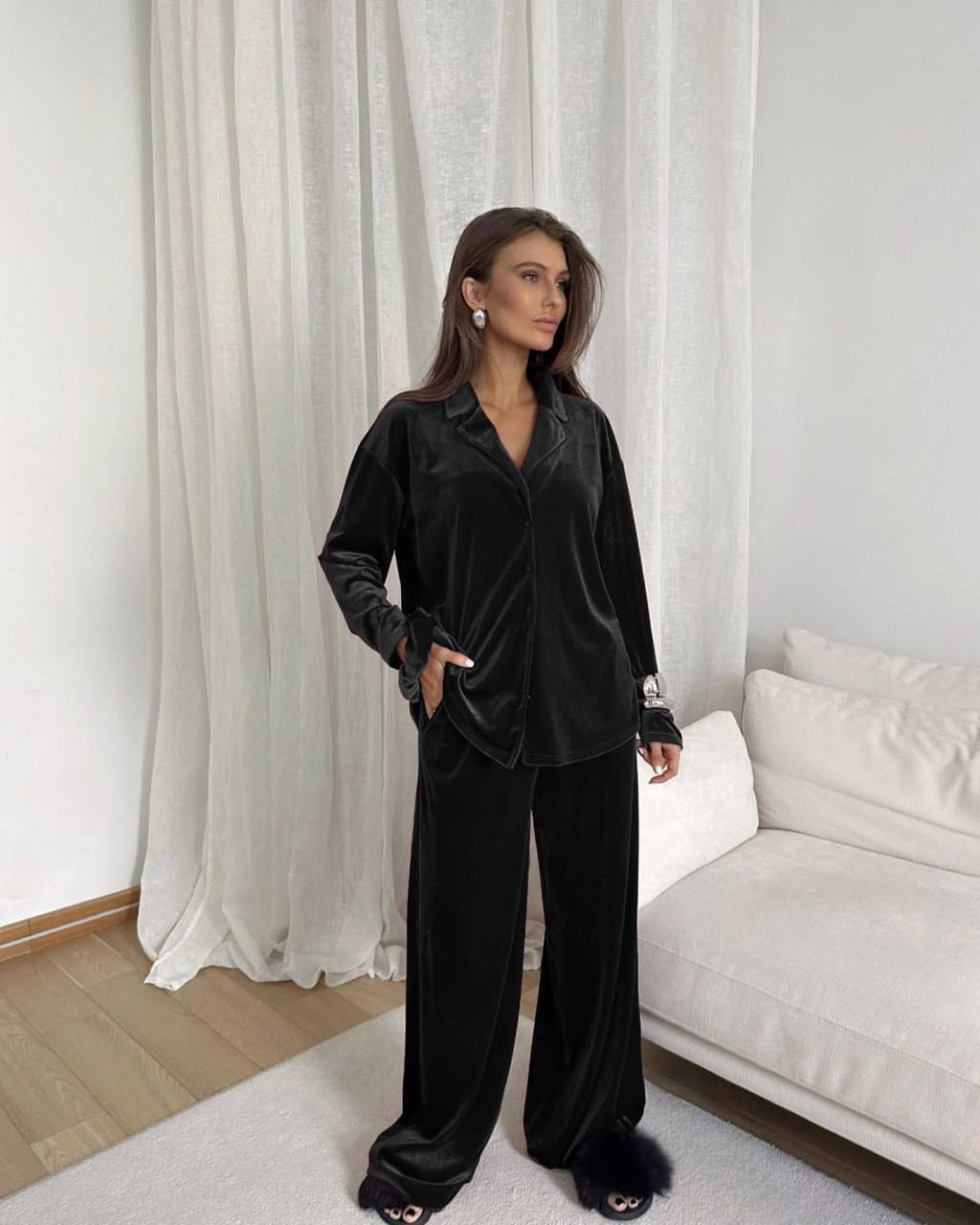 Жіночий домашній комплект одягу із плюшевого велюр  фото