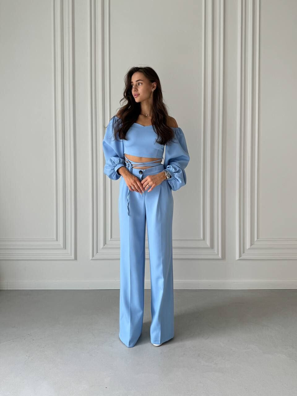 Костюм жіночий з брюками висока посадка